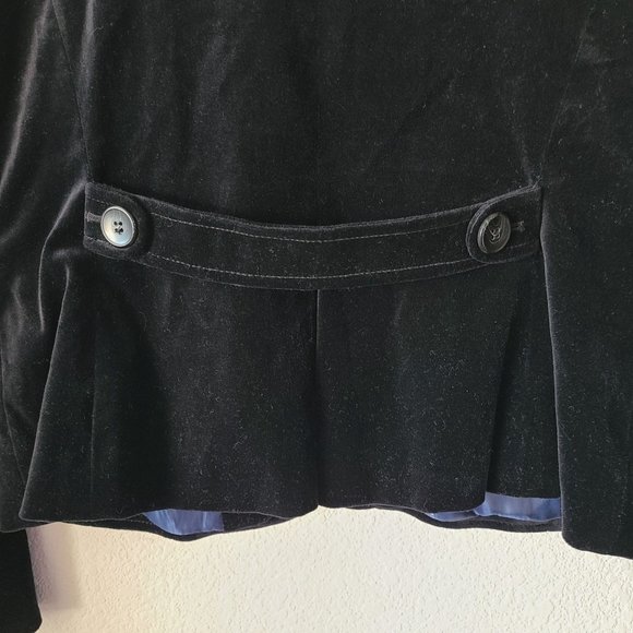 LOFT US Women's Size 8 Velour Black 3 Button Blazer Jacket Holiday Cotton Blend - Picture 6 of 11